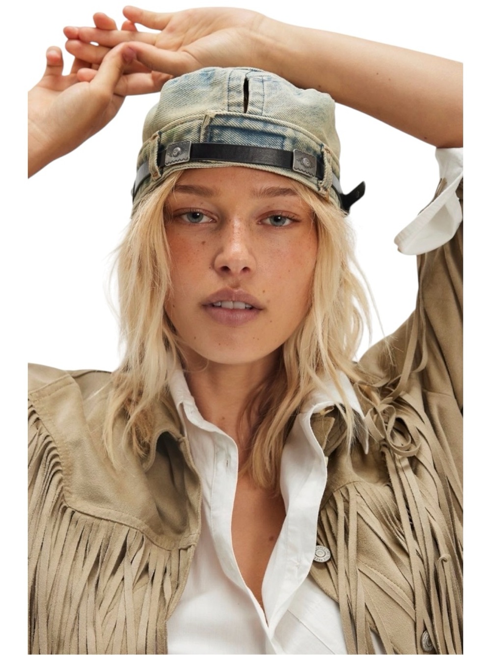 Free People Washed Denim Cadet Hat NWT $58 - Picture 4 of 8